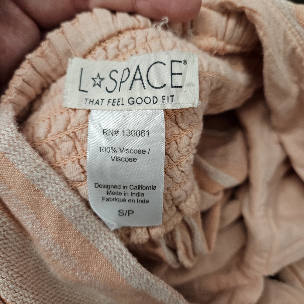 Anthropologie L Space Striped Cover-Up Jumpsuit Size Small pink viscose - Picture 8 of 9